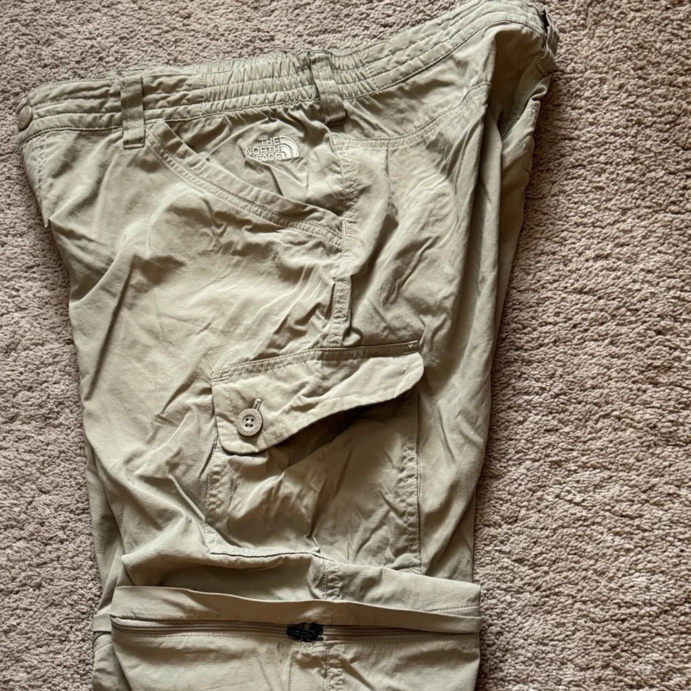 Convertible Zip-off Tan Cargo Pants by North Face. Women Size 10